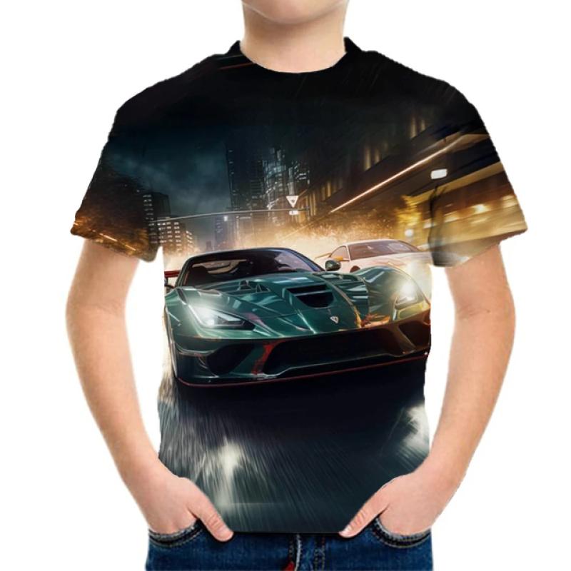 

Футболки с гоночным рисунком, подарочные товары для мальчиков, детские топы для детей, одежда от 2 до 12 лет, мужские футболки с короткими рукавами и принтом 150
