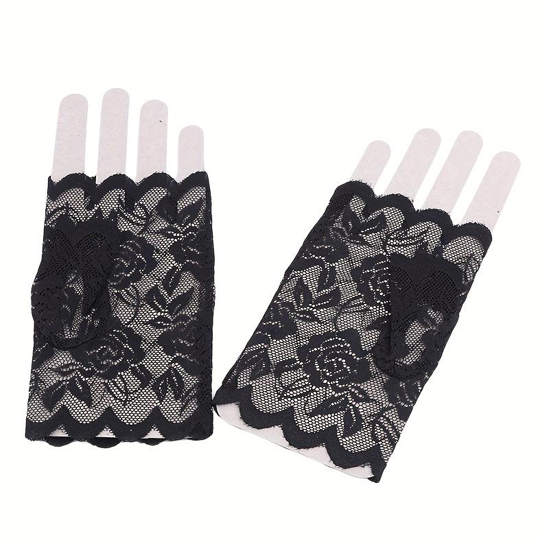 [Lace Wedding Gloves] Short Lace Half Finger Gloves | Women's Wedding Dance Decorative Gloves