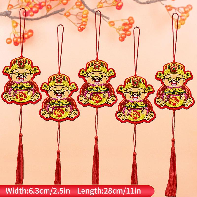 6/18pcs Chinese Lunar New Years Decoration 2026 Spring Featival Tet Vietnamese Pot Pendant Ornament New Year Tassel Decoration