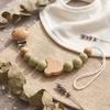Personalized Wooden Pacifier Clip BPA Free Silicone Beads Dummy Chain Baby Teether Holder Custom Name Soother Gift