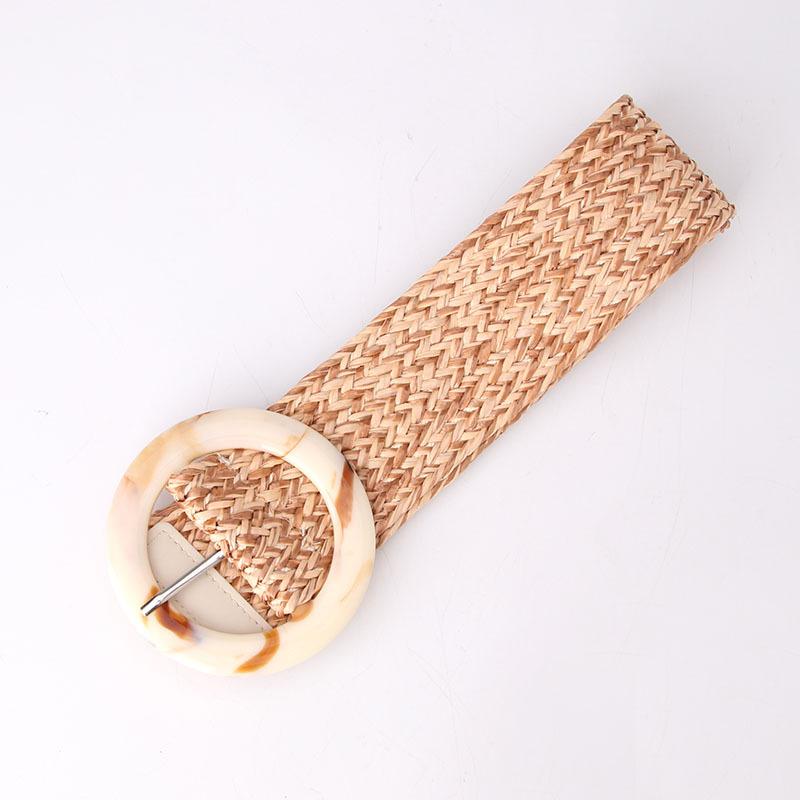 Women's Korean Style Fashionable Simple Imitation Straw Belt Dress Suit Decorative Wide Belt