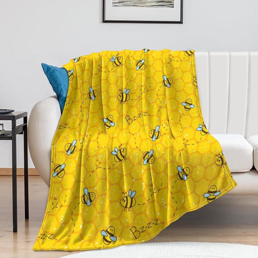 Flannel Blanket Nap Blanket Bee Printed Blanket Four Seasons Super Soft Office Blanket Sofa Blanket