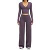 Womens Long Sleeve Yoga Set Slim Fit Sports Outfit Casual Activewear Gym Workout Daily Wear