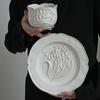 European Ceramic Plate Set Wind Chime Flower Relief Afternoon Tea Dessert Dish Living Room Fruit Salad Plates Kitchen Cutlery