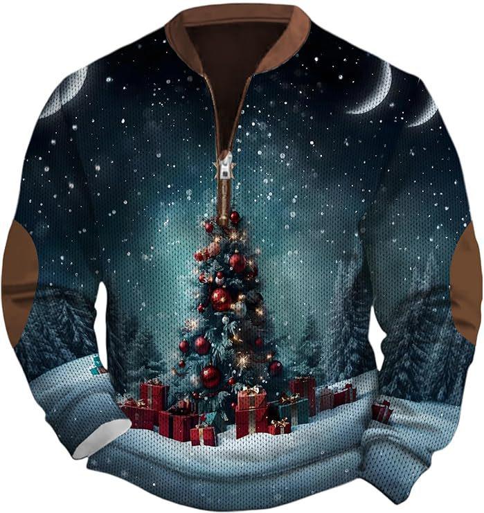 Men's Christmas Snowflake Tree Print Hoodie - Autumn 2025 Edition