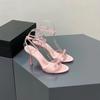 Women's High Heel Sandals 2026 New Elegant Butterfly Satin Summer Lady Pumps Female Ankle Straps Thin Heels Open Toe Sandals