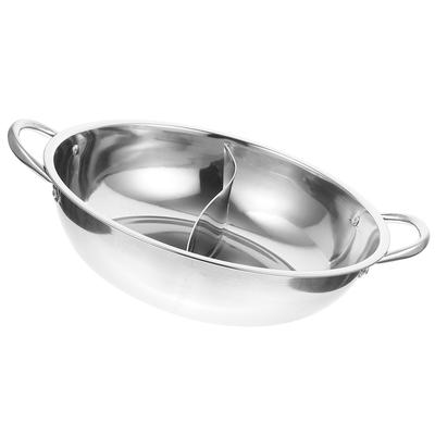 Unterteilter Hot Pot aus Edelstahl, Mandarinentopf mit Doppelgriffen, rostfrei, stabiler Hotpot-Topf für Chinesen, für Induktion