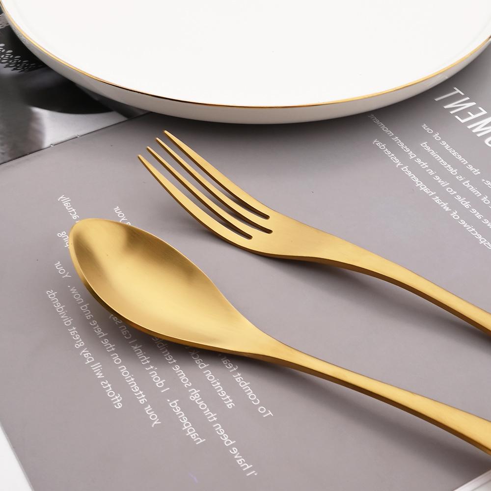 Set de tacâmuri din oțel inoxidabil 304, 7 bucăți, veselă neagră mat, set de tacâmuri, argintărie, cuțit de friptură, furculiță de desert, lingură, veselă