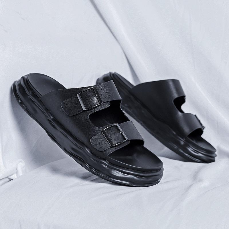 

Мужская обувь 2025 года, летние дышащие новые мужские сандалии, классные тапочки, спортивная мягкая подошва, верхняя одежда, пляжная обувь 4886-R 38 чёрный