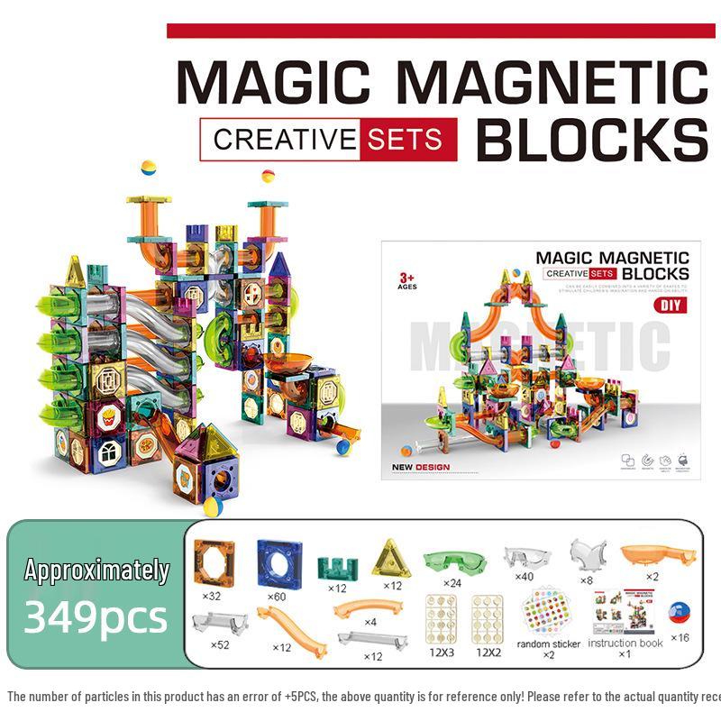 Stained Glass Magnetic Marble Run: Kids' Magnetic Building Blocks and Tracks