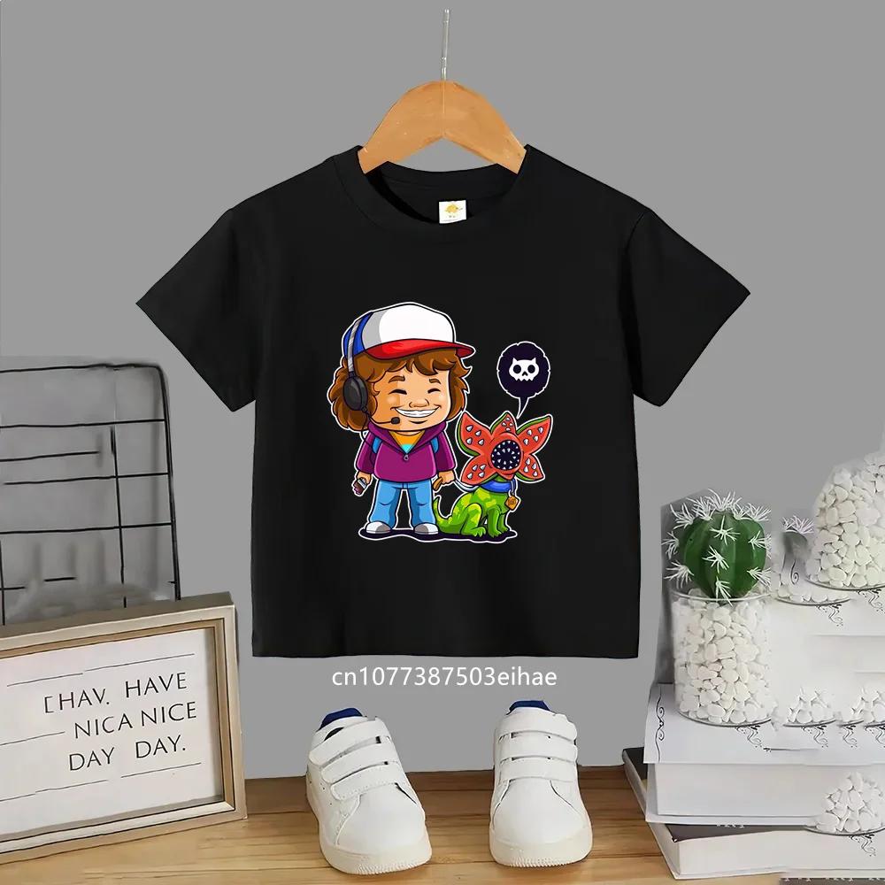 Stampe di Stranger Things di Tendenza per l'Estate Magliette O-neck Economiche ma Chic per Ragazzi e Ragazze Morbide alla Moda per Bambini