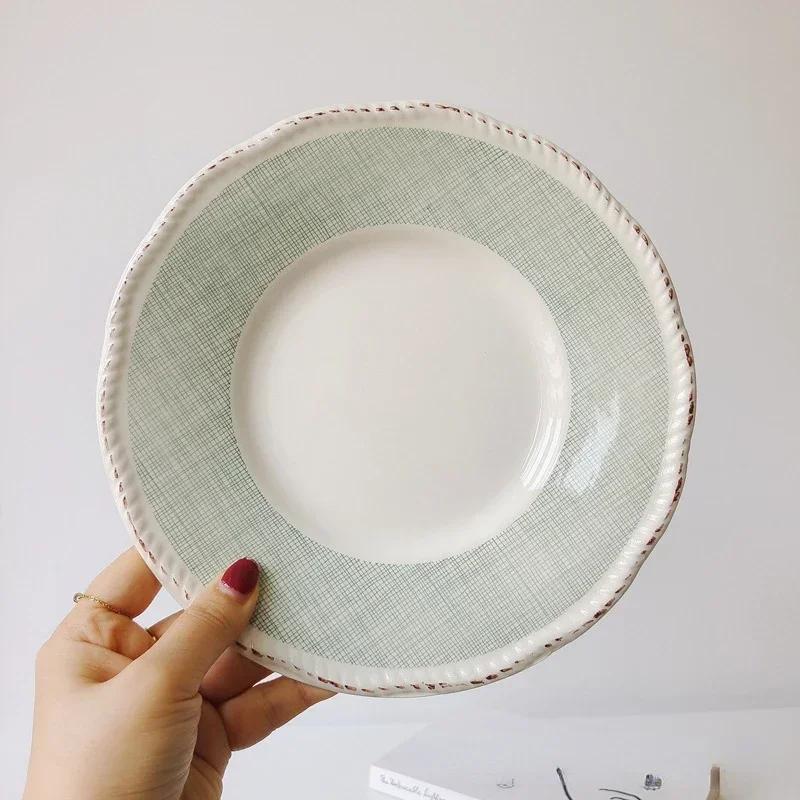 

8-дюймовая керамическая тарелка, столовая посуда, плоские тарелки, десертные тарелки, блюдца для торта, салатные тарелки, тарелки и блюда, картонные обеденные тарелки