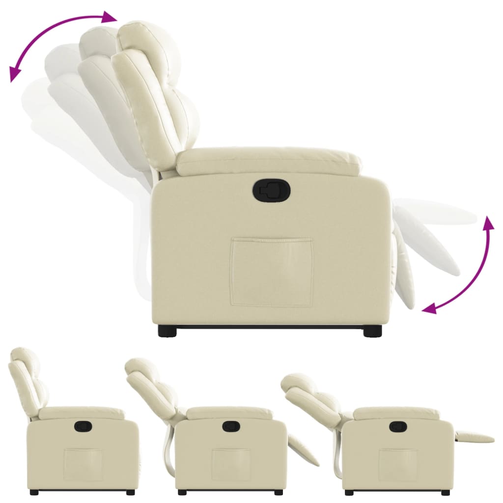 Recliner with Lift Assist Cream Artificial Leather