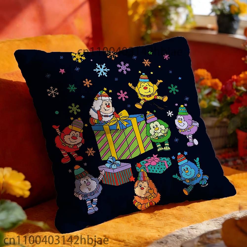 R-Rainbow B-Brite Throw Pillow Case For 45x45cm 55x55cm 30x30cm Square Car Pillowcase Home Bedchamber Decor Gift