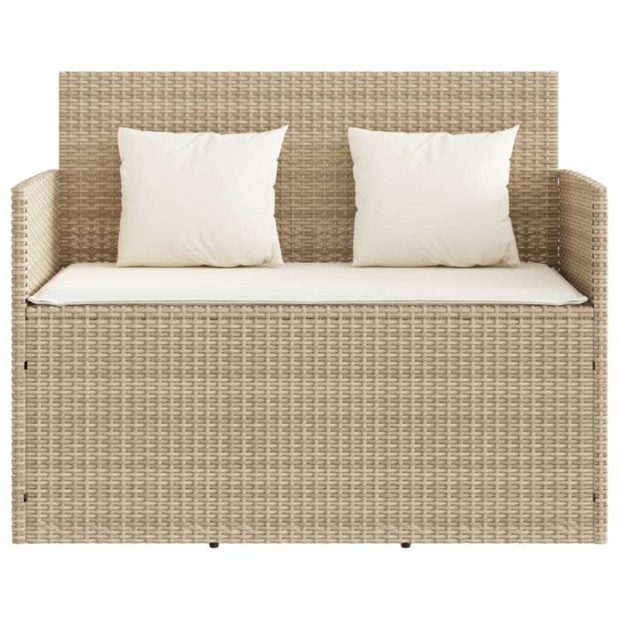 VidaXL Banc de Jardin avec Coussins, Siège de Patio, Chaise de Terrasse, Meuble de Parc Arrière-cour Balcon Extérieur, Beige 365764