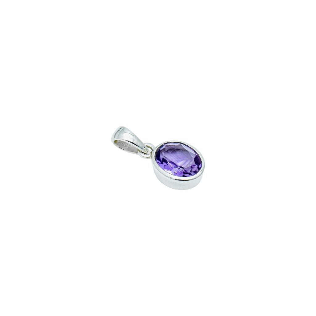 Oval Amethyst Pendant: Natural Gemstone, 925 Sterling Silver