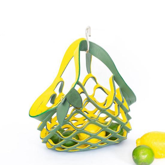 Folding Tote Bag Faux Leather Hollow Handbag Casual 2-in-1 Fruit Basket Seat Cushion for Picnics Camping Grocery Shopping