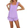 Women's Summer 2025 Ruffled Vest & Shorts Two-Piece Set - Fashionable European & American Style