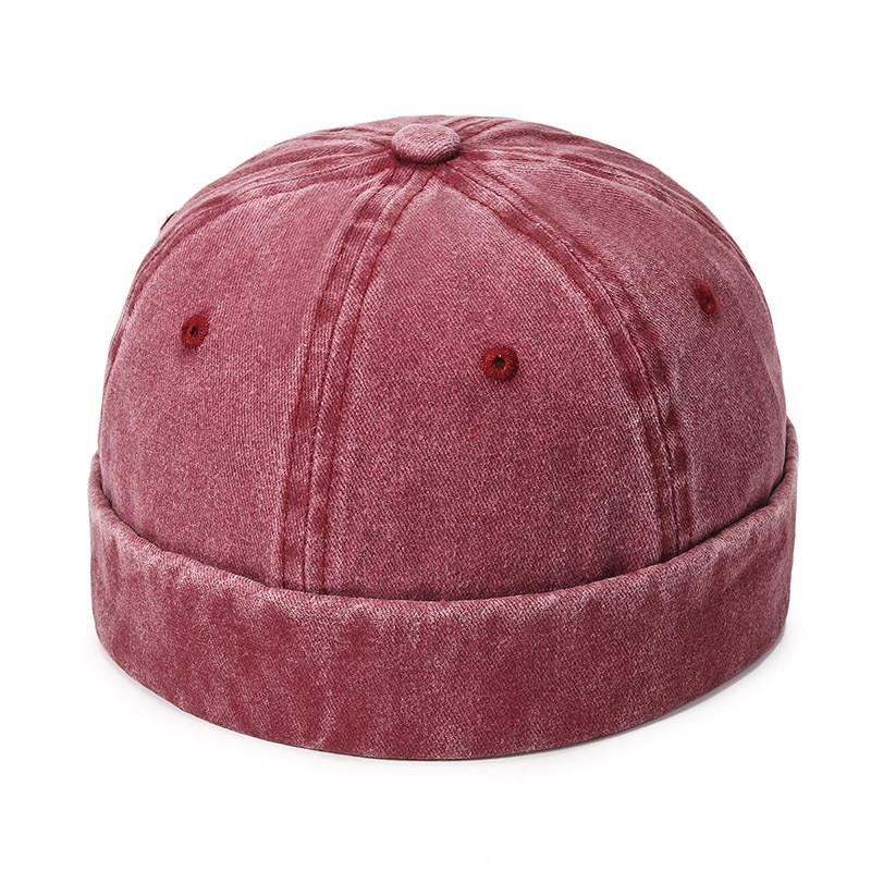 

Streetwear Vintage Wash Denim Cap With Sun Protection For Outdoor Activities Burgundy