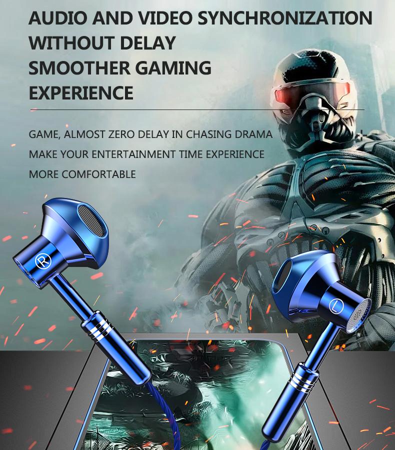 NEW 9D Surround Sound Earphones Metal Type C&3.5mm Headset In-ear Gamer Headphones Wired Control Earbuds for Samsung With HD Mic