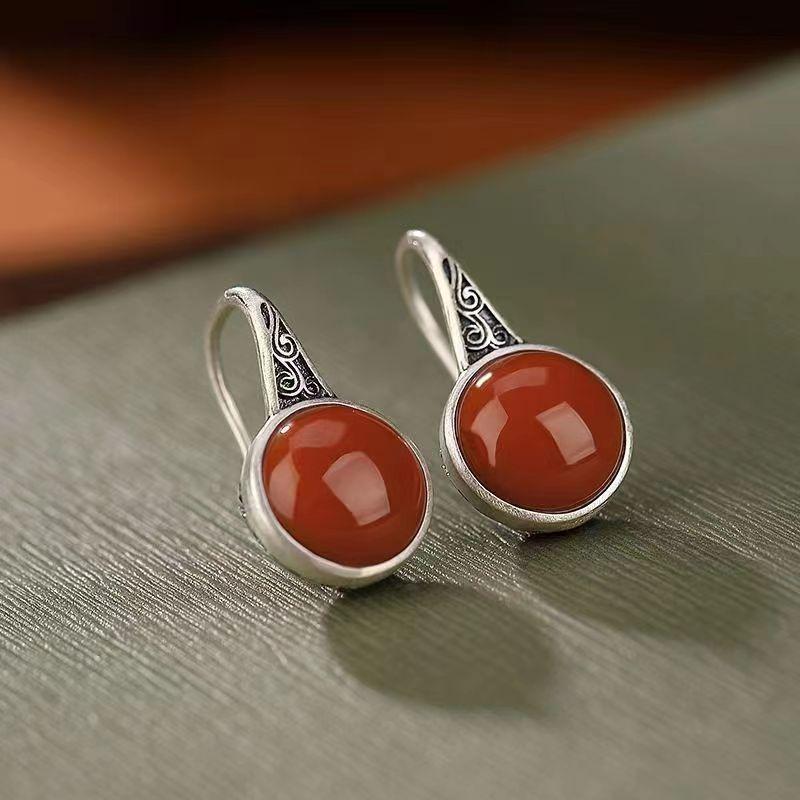 

Vintage distressed hollow ladies earrings красный