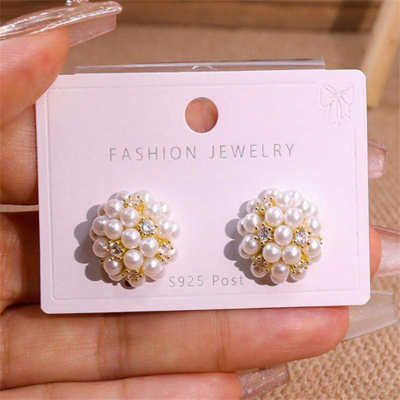 

Модные корейские серьги-гвоздики с жемчугом для женщин и девушек, подарочные украшения оптом