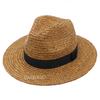 100% Natural Raffia Sun Hats Large Size 63cm Straw Hat for Men Women Wide Brim Summer Jazz Hat UPF50+ Travel Panama Beach Hat