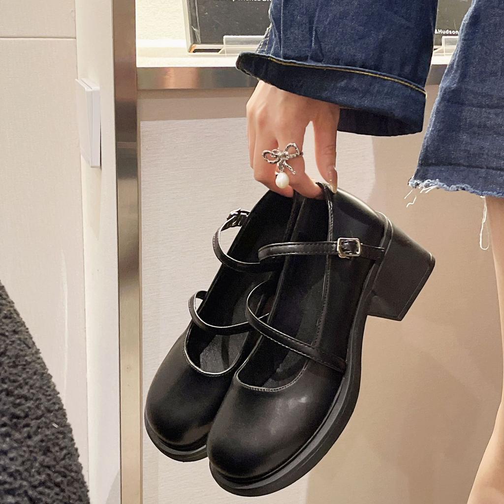 Shoes women's spring new Mary Jane women's shoes single shoes gentle thick heel high heel small leather shoes