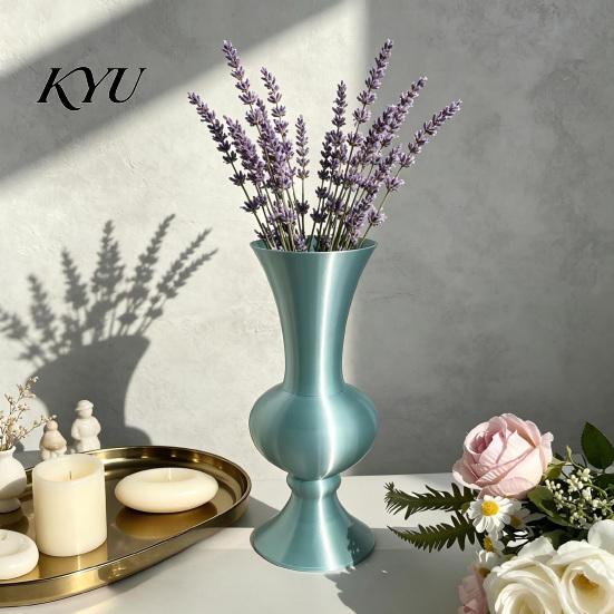 Stylish Balcony Decor Retro Curved Decorative Flower Vase, 3D Printed Flared Neck Plant Pots for Windowsill Minimalist Tabletop Floral Container
