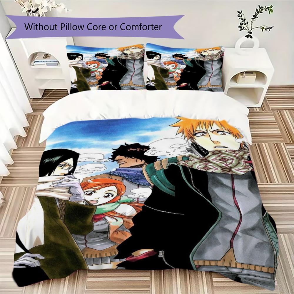 Bleach Pattern Bedding uilt Set uilt Cover Pillowcase Home Decoration Birthday Gift (1 * duvet cover + 2 * pillowcase without core)