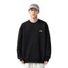 Li Ning Logo Muster Rundhals Fleece Überschnittene Schultern Lockerer Pullover Herren Sweatshirt Schwarz AWDUH59-1