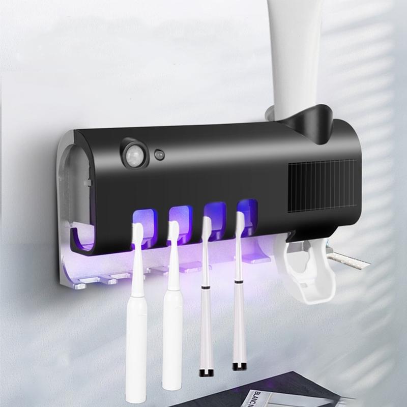 Intelligent UV Toothbrush Sanitizer Solar Energy Electric Toothbrush Hanger Multifunctional Wall Mount Bathroom Accessories