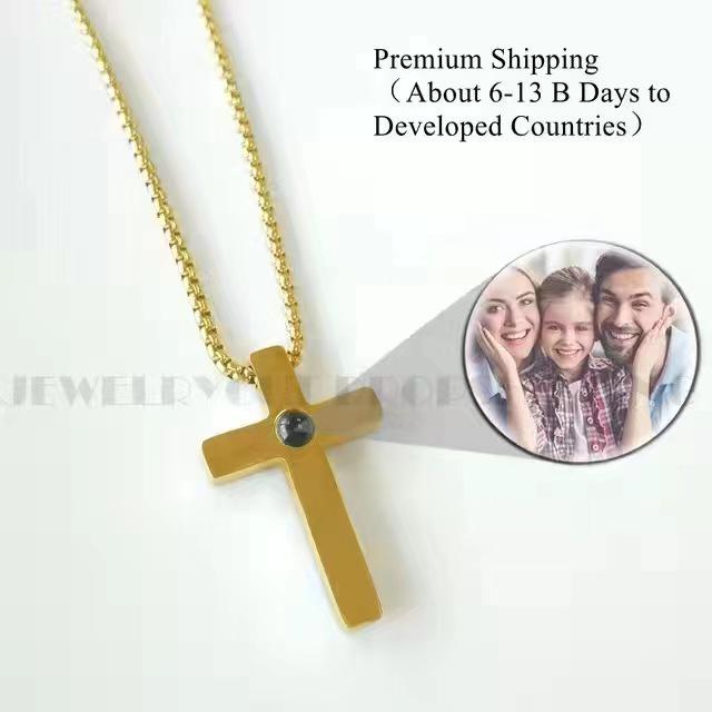 Multilingual Projection Necklace: Customizable Titanium Steel, Non-Fading, with Color Photo Engravings