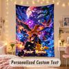 Custom Personalized Tapestry,Pokémon Print Custom Name Text Wall Art Hanging for Bedroom
