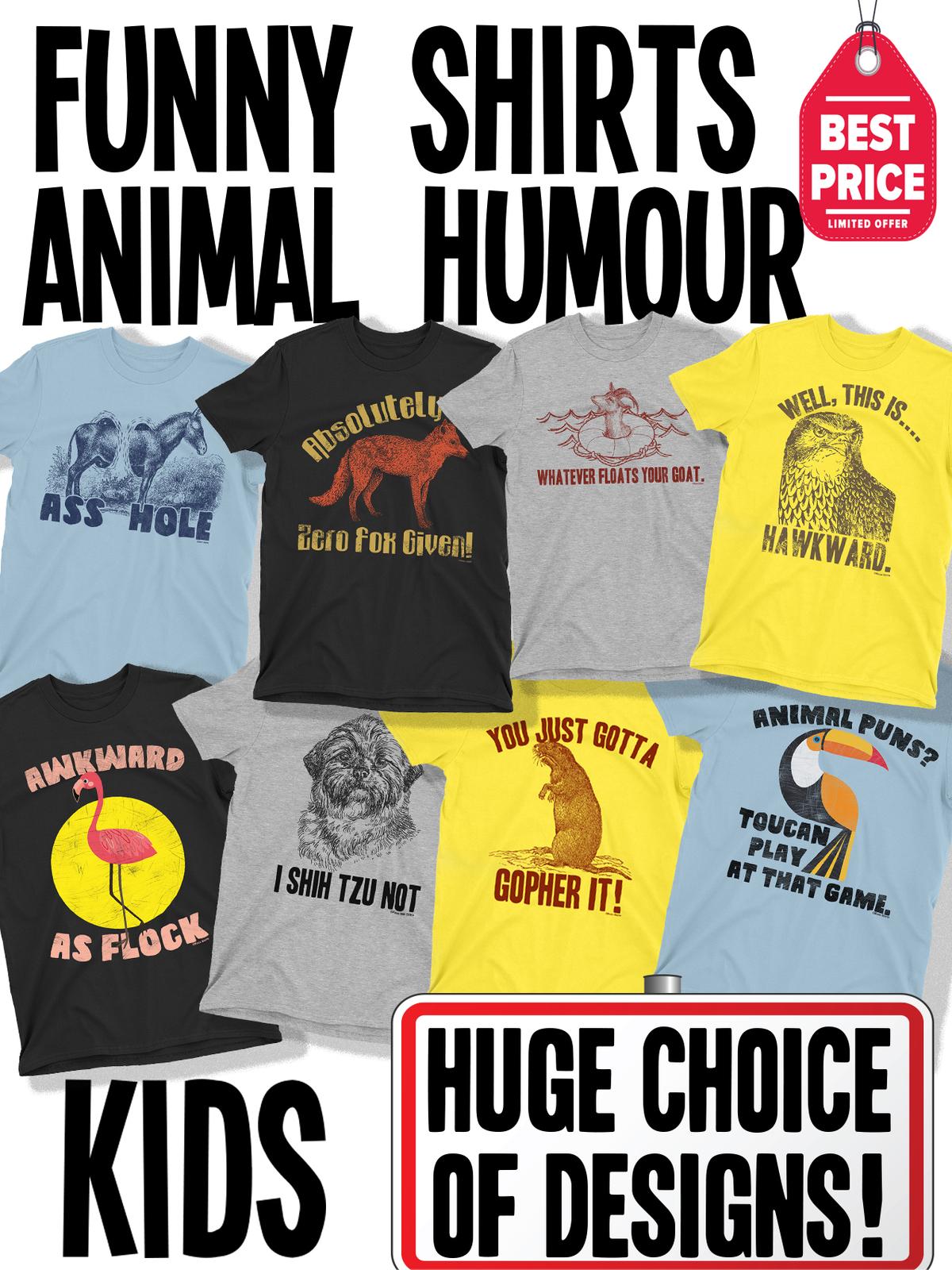 Animal Pun Funny T-Shirt Mens Womens Tees Top Cotton Boys Girls Slogan Premium Quality M