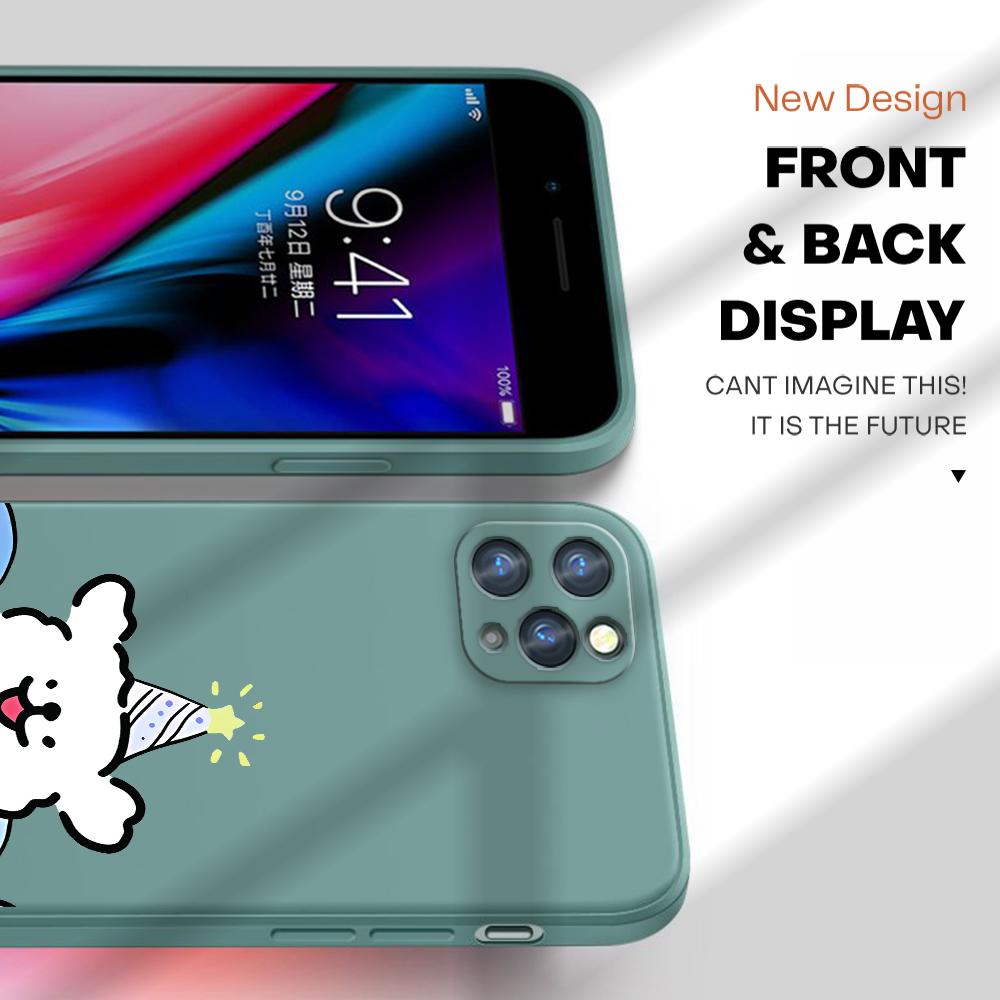 Cute Puppy In A Hat Phone Case for iPhone 15 14 13 12 11 Samsung Galaxy A12 A52 S24 S23 Xiaomi POCO Redmi Soft Square Liquid Silicone Cover Casing