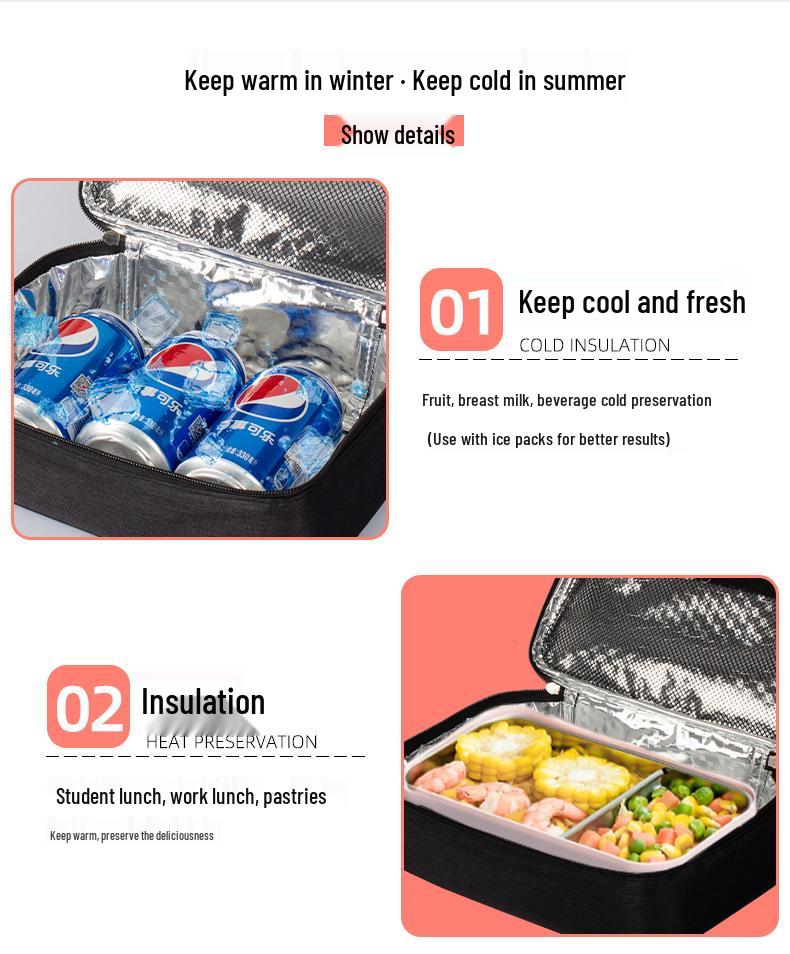 Insulated Portable Lunch Bag - Small Capacity, Unisex Design