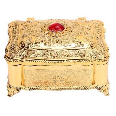 Vintage Jewelry Organizer Box Zinc Alloy Metal Trinket Storage Ornate Treasure Chest Box Decorative Keepsake Gift