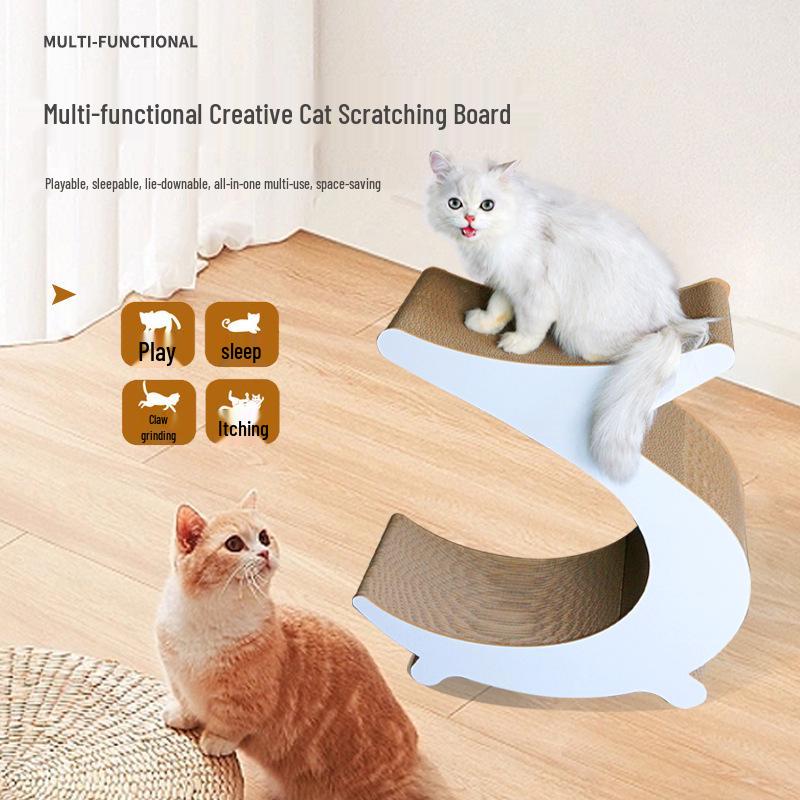 Creative C-Shaped Cat Tree: Multi-Function Scratch Board, Large Space, Durable & Climbable, Scratch-Resistant, No Shedding.