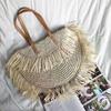 Tassel Beach Bags Round Straw Bag Women Hand Woven Big Large Knitting Handbags Casual Circular Bag Summer New Shoulder Bag