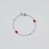 Gray_Redht_Br Red Heart Gray Bead Bracelet