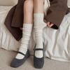 Winter Seamless Leg Warmers Solid Color Stackable Socks for Women Korean Style Ribbed Knit Calf Socks Cozy Cable Crew Sock