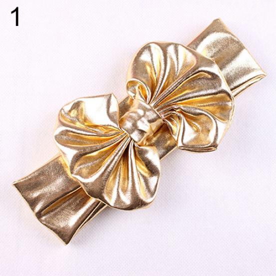 

Детская повязка на голову с большим бантом для маленьких девочек, тюрбан, эластичная повязка на голову с узлом золотистый