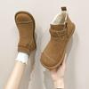 Fleece Winter Warm Snow Boots for Women To Wear 2025 New Ugly Cute Big Head Birkenstocks Flat Non-slip Cotton Shoes