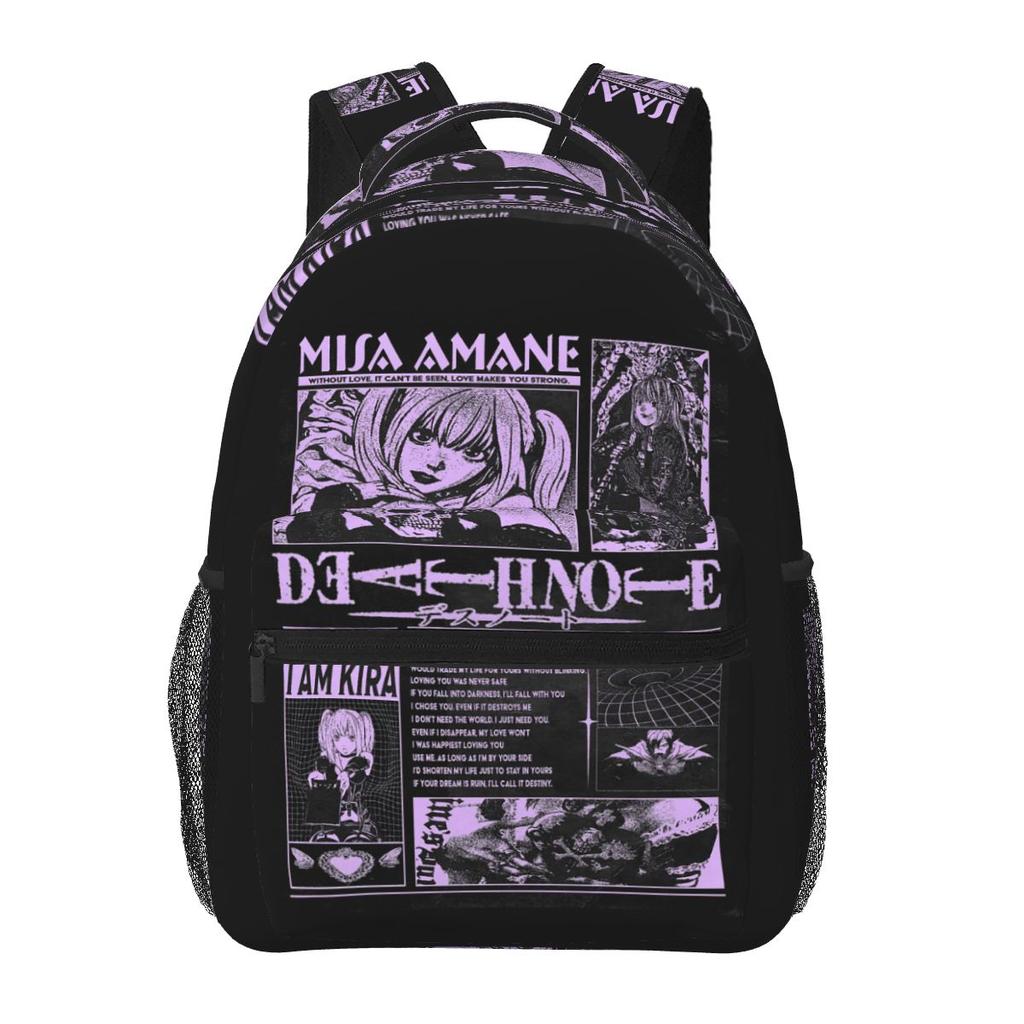 Death Note Misa Anime Backpacks Boys Girls Bookbag Students School Bags Cartoon Kids Rucksack Shoulder Bag Large Capacity