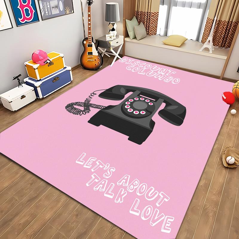HD Printing Retro Phone Carpet for Living Room Cartoon Children's Bedroom Sofa Doormat Floor Tapete Anti-slip Decor Alfombra 3D