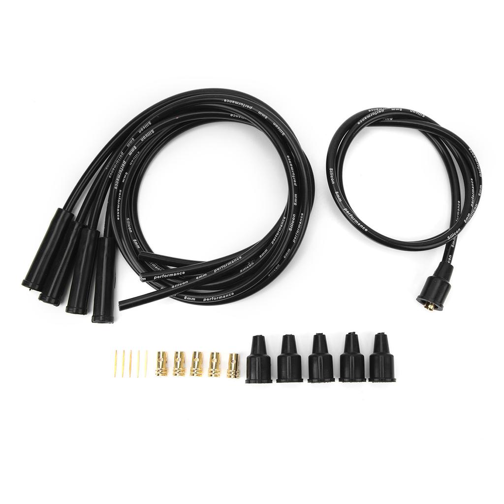 8mm Spark Plug Wire 1m Length High Efficiency Stable Ignition Spark Plug Wire Set for 4 Cylinder Classic Cars Black