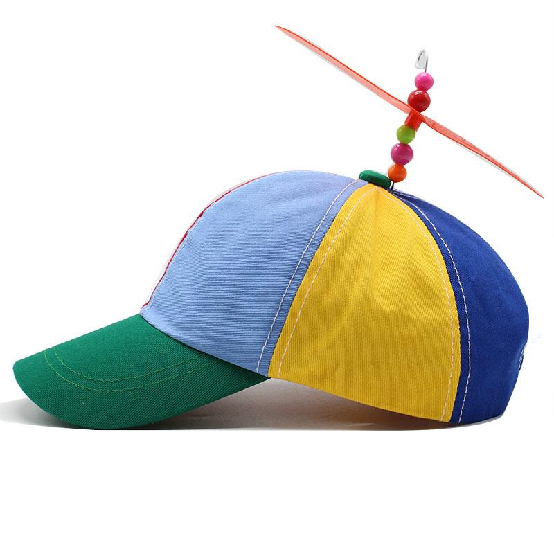 Children'S Bamboo Dragonfly Baseball Cap Children'S Outdoor Propeller Shade Cap Children'S Color Matching Windmill Hat