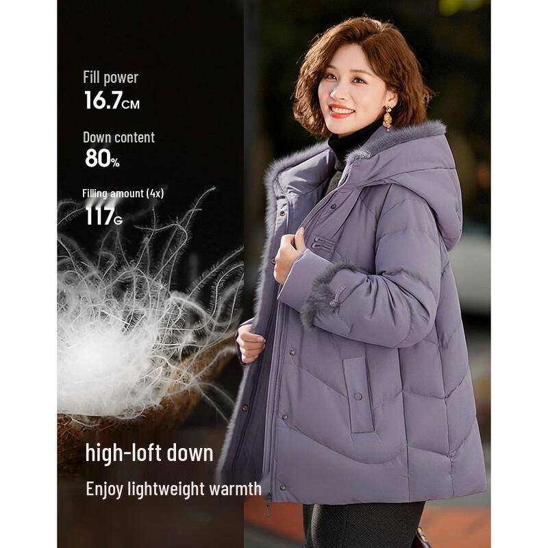 Women's Chinese Style Embroidered Mink Fur Trim Down Jacket