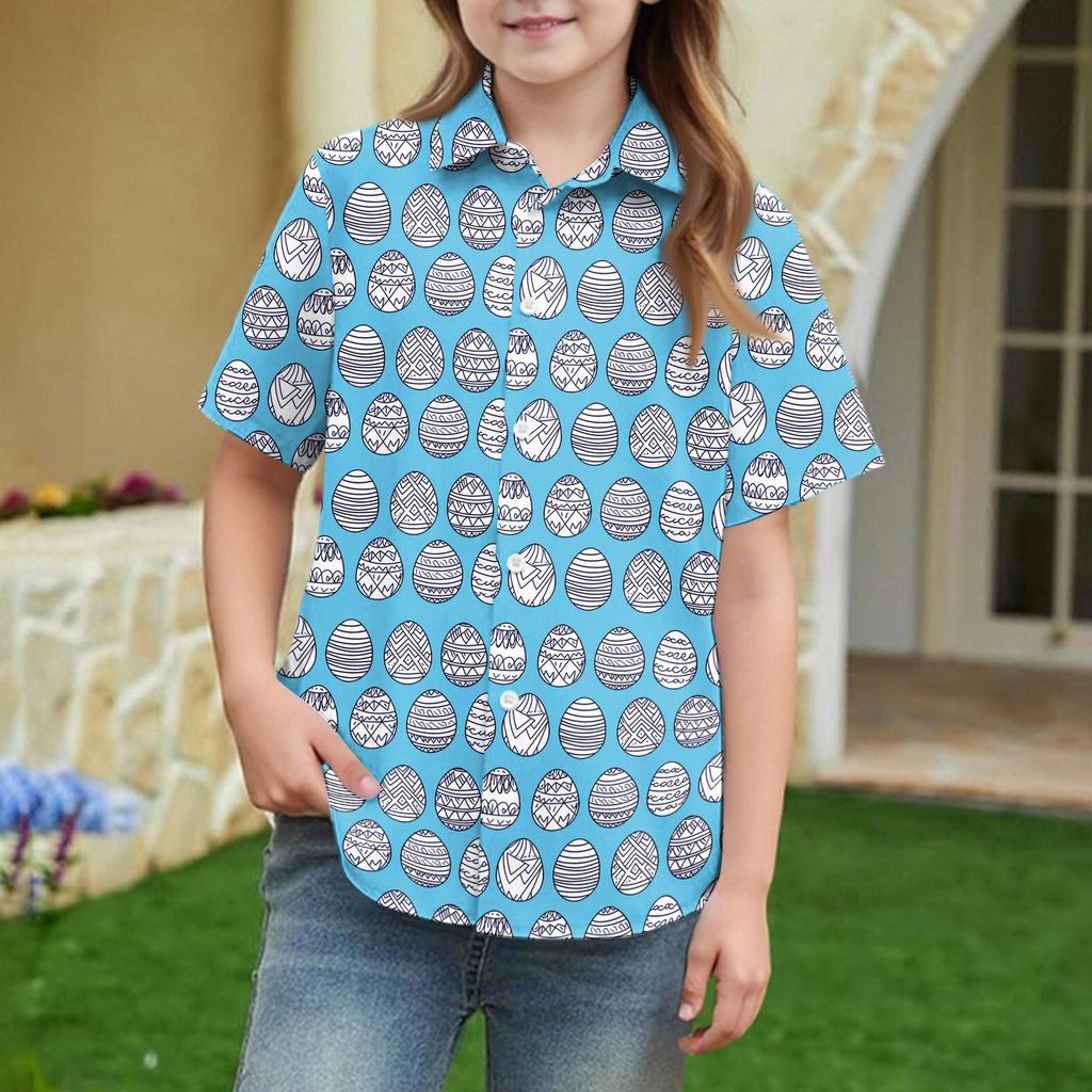 Summer Girls' Short Sleeve Blouse School Uniform Button-Up Shirt Kids Summer School Uniform Button Down Shirt